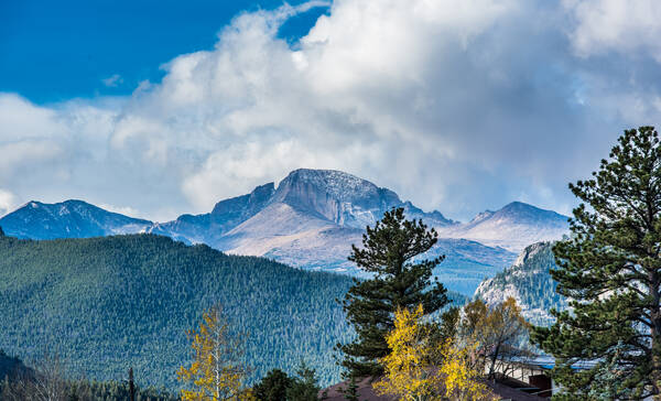 Estes Park, uitzicht op de Rocky Mountains met Longs Peak
