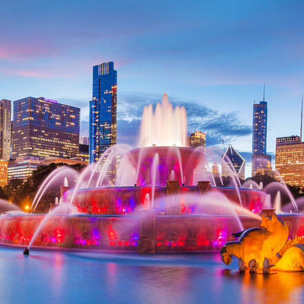 verlichte fontein in Chicago