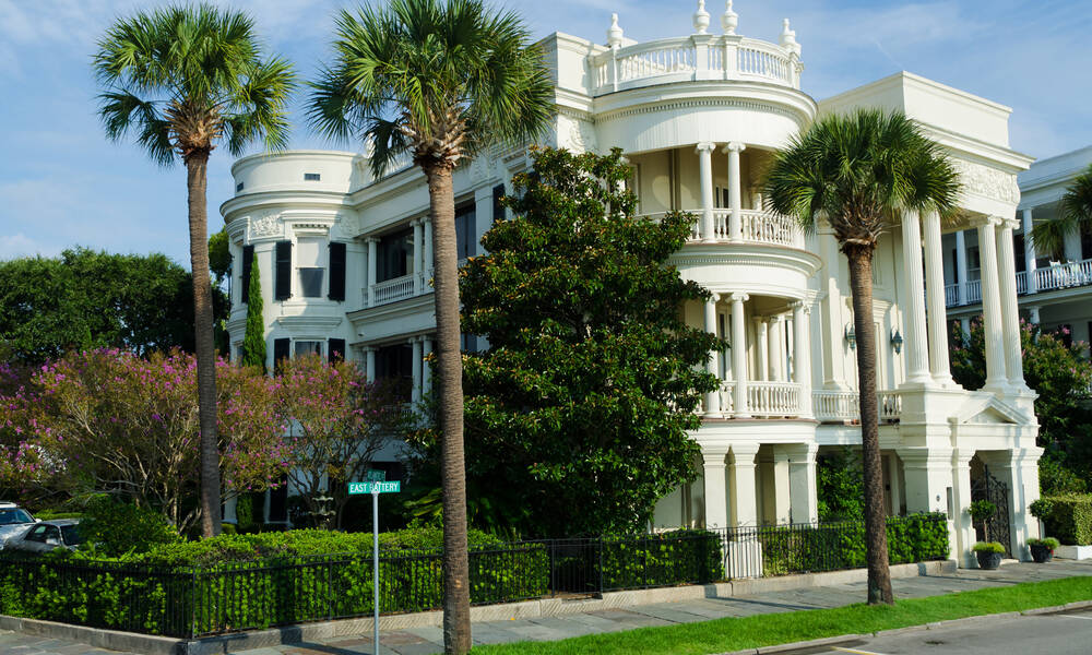 Charleston South Carolina met statige mansions langs de waterkant
