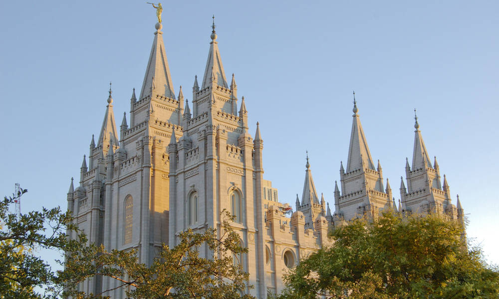 Salt Lake City is het hoofdkwartier van de Mormoonse kerk, op de foto de Temple