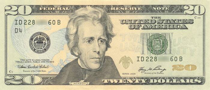 Andrew Jackson op 20 dollarbiljet USA