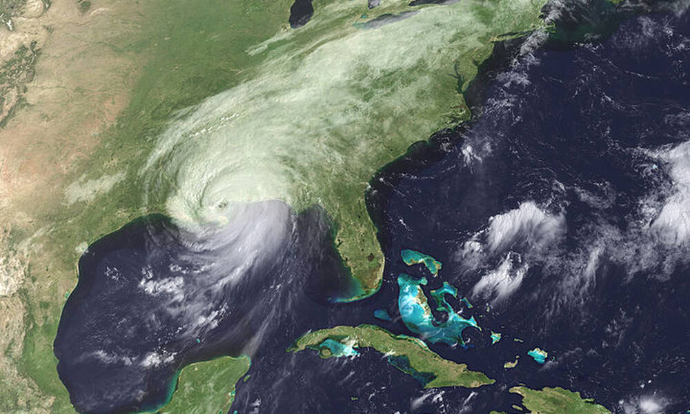 Orkaan Katrina op de kaart