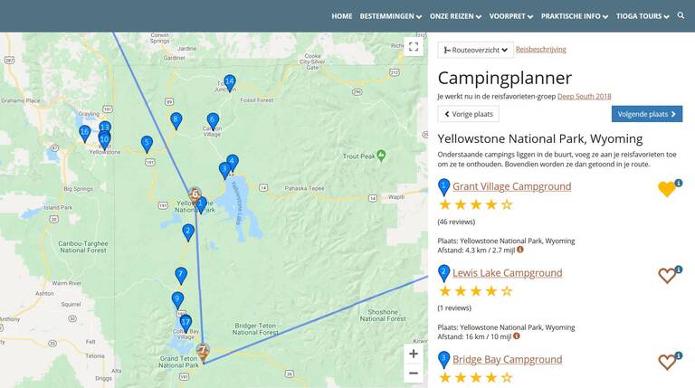 Campingplanner Tioga Tours