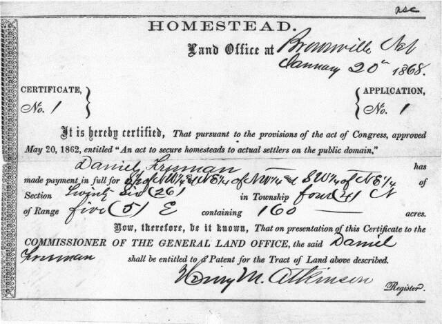 1862: Homestead Act