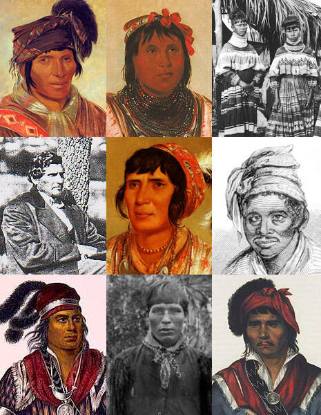 Portretten van verschillende Seminole leden
